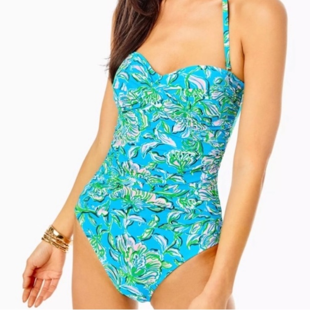 NWT Lilly Pulitzer Flamenco Swimsuit Size 14 in Cumulus Blue Chic Magnet